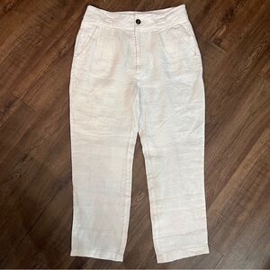 SUNDANCE 100% Linen Pleated Tapered Pants White High Rise Size 10
